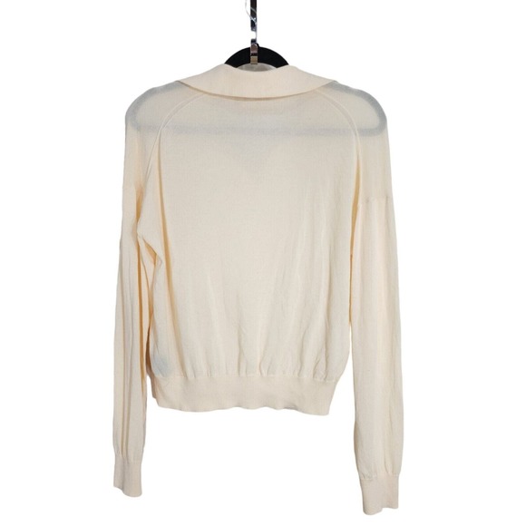 Theory Womens Sweater Bristol Cotton Polo Pullover Beige Parchment Knit Size M - Picture 4 of 11